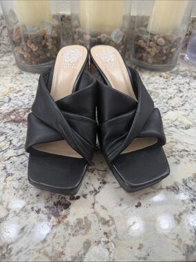 Vince Camuto Black Knotted Slide Heels